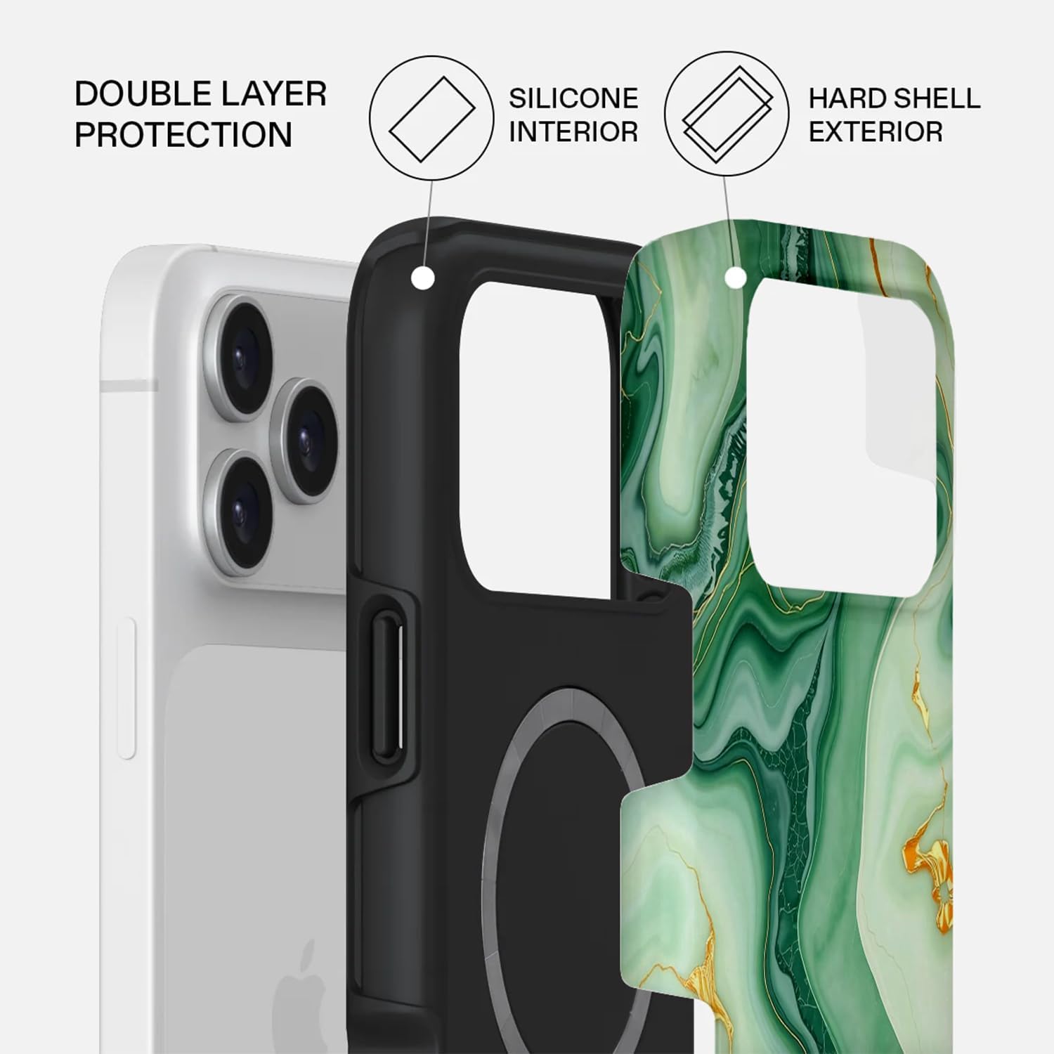 Mobcos iPhone 17 Pro Emerald Flow Premium Case Compatible with Hybrid Dual-Layer Hard Shell + Silicone Protection - Scratch-Resistant Shockproof Mobile Cover Mobcos