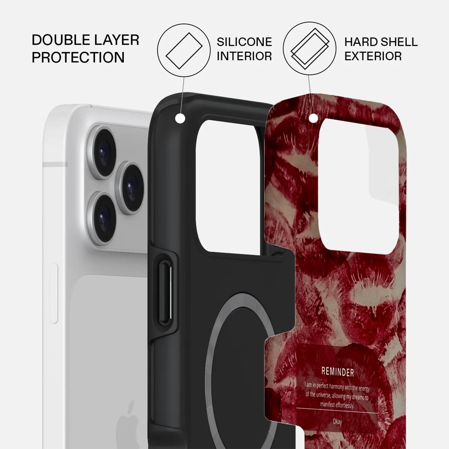 Mobcos iPhone 17 Pro Max Reminder Premium Case Compatible with Hybrid Dual-Layer Hard Shell + Silicone Protection - Scratch-Resistant Shockproof Mobile Cover Mobcos