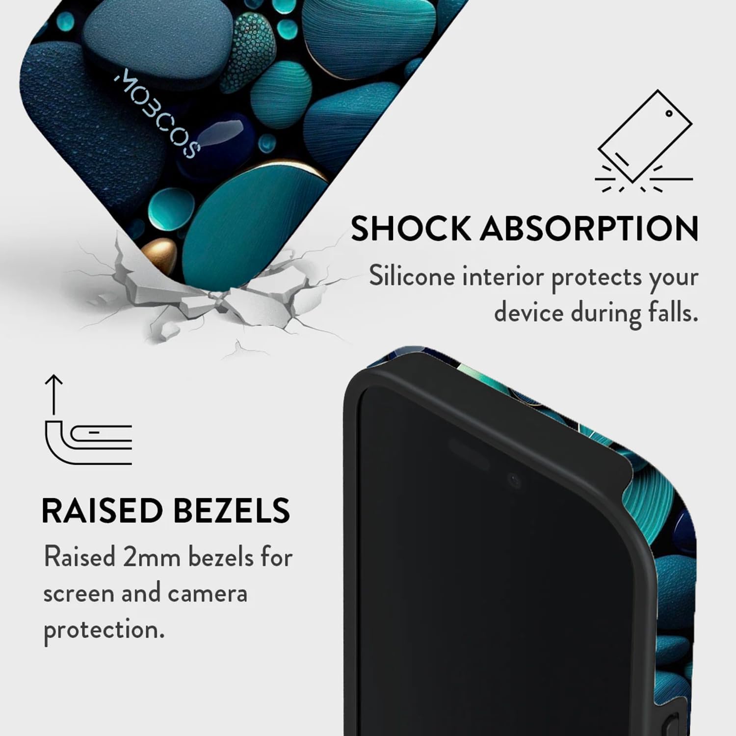 Mobcos iPhone 17 Pro Max Ocean Drift Premium Case Compatible with Hybrid Dual-Layer Hard Shell + Silicone Protection - Scratch-Resistant Shockproof Mobile Cover Mobcos