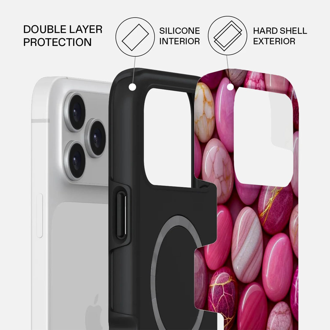 Mobcos iPhone 17 Pro Max Blushia Premium Case Compatible with Hybrid Dual-Layer Hard Shell + Silicone Protection - Scratch-Resistant Shockproof Mobile Cover