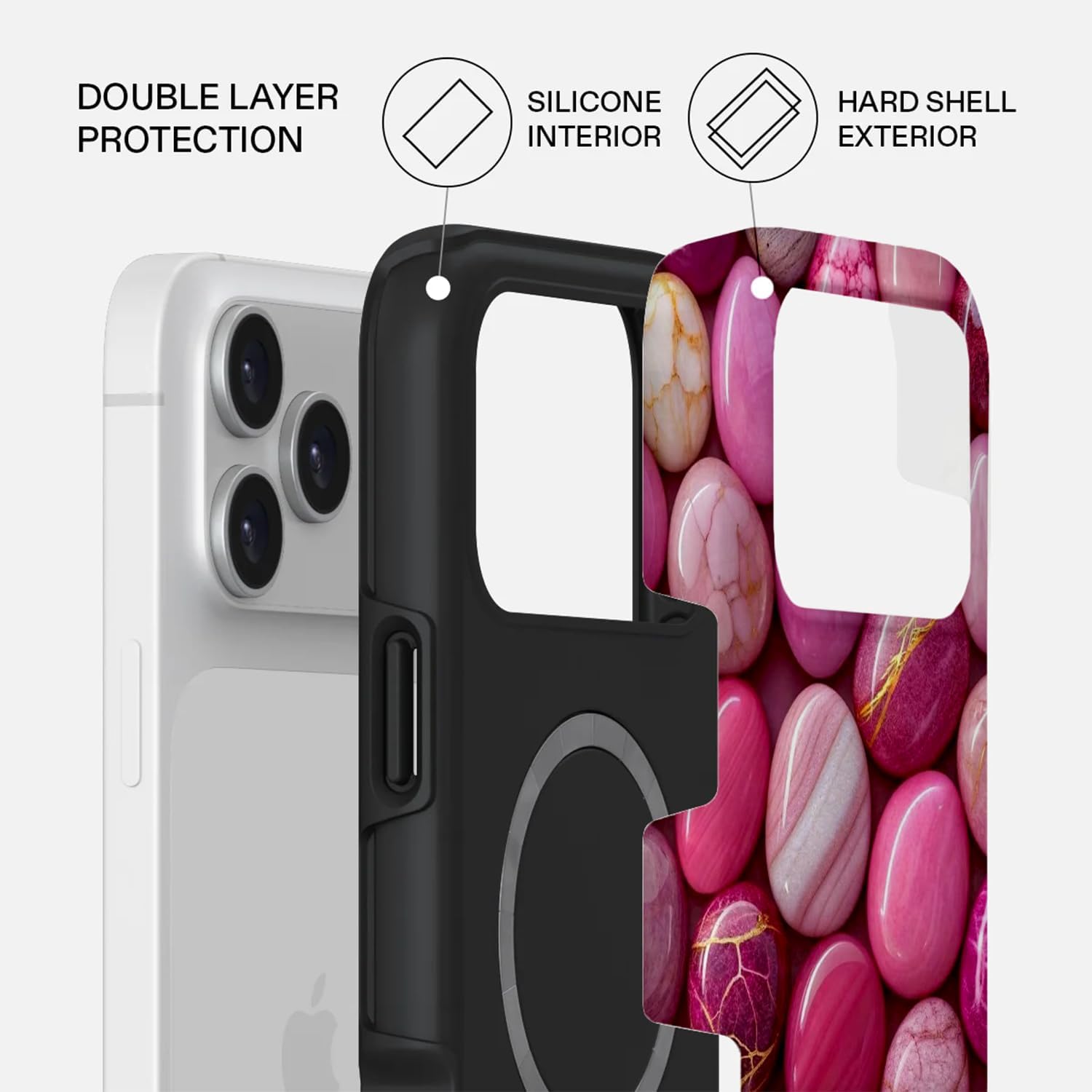 Mobcos iPhone 17 Pro Max Blushia Premium Case Compatible with Hybrid Dual-Layer Hard Shell + Silicone Protection - Scratch-Resistant Shockproof Mobile Cover Mobcos