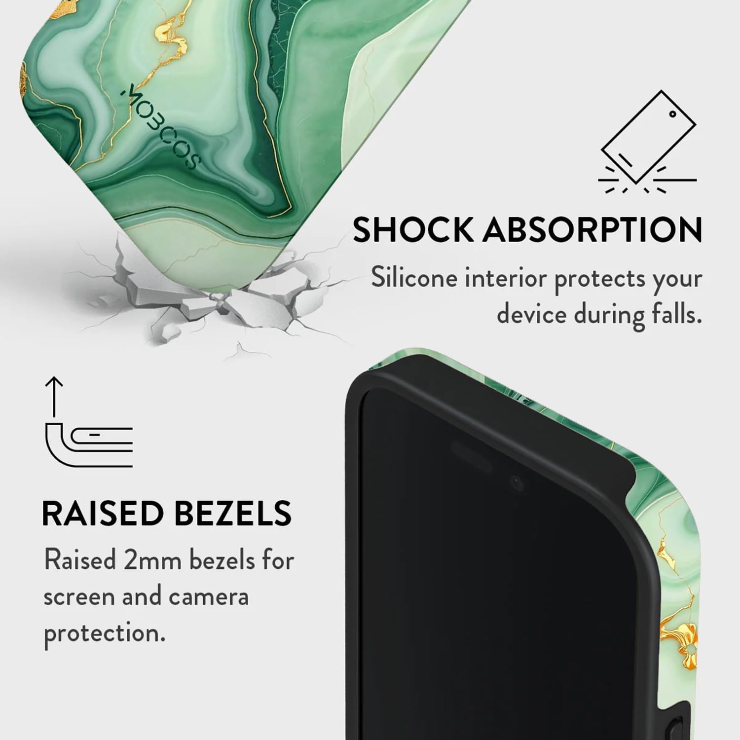 Mobcos iPhone 17 Pro Emerald Flow Premium Case Compatible with Hybrid Dual-Layer Hard Shell + Silicone Protection - Scratch-Resistant Shockproof Mobile Cover Mobcos