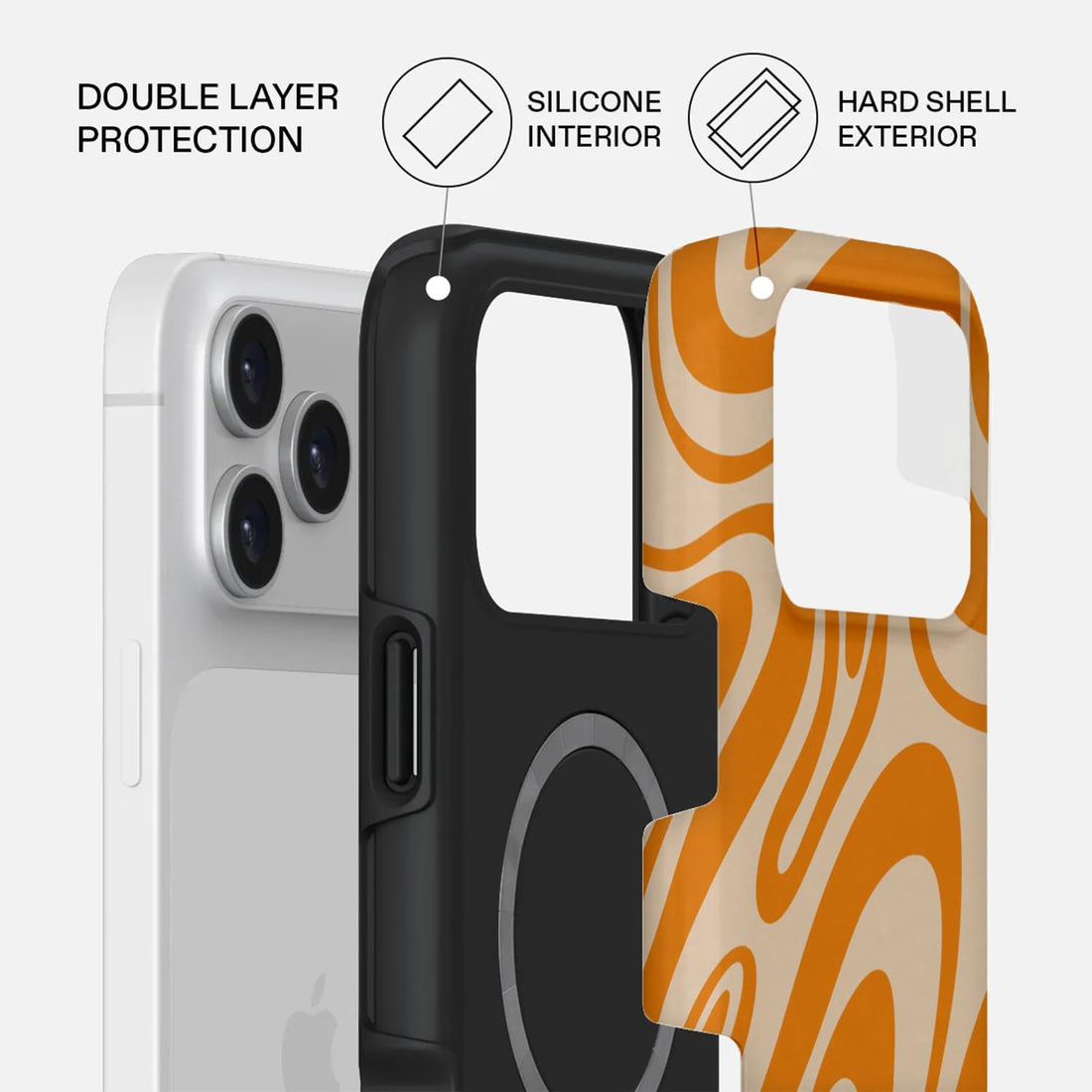 Mobcos iPhone 17 Pro Max Sunset Swirl Premium Case Compatible with Hybrid Dual-Layer Hard Shell + Silicone Protection - Scratch-Resistant Shockproof Mobile Cover