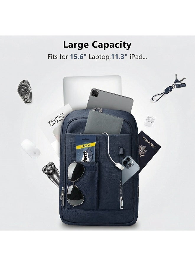 Mobcos Back Pack Blue 8966 Premium Waterproof Anti-Theft Laptop Backpack with USB Charging Port Ð Oxford Business Travel Backpack for Men & Women, Slim Lightweight Work & College Bag