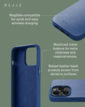 Mujjo iPhone 15 Pro Leather Case with MagSafe, Slim Profile | Monaco Blue MUJJO