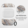 Burga Airpod Hardcase Compatible Airpods PRO 2019 Charging Case Grey Gold Shades Marble Natural Brown Sand Cute for Girls Protective Hard Plastic Case BURGA