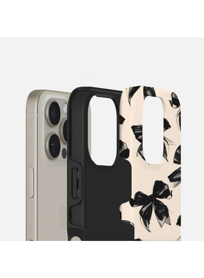 Mobcos iPhone 16 Pro Max Perfect Bow Premium Case Compatible with Hybrid Dual-Layer Hard Shell + Silicone Protection - Scratch-Resistant Shockproof Mobile Cover