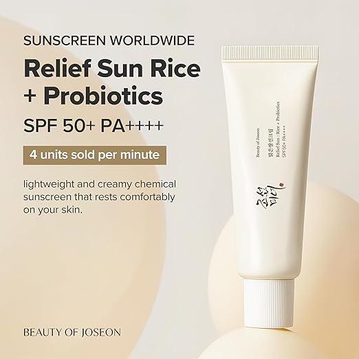 Beauty of Joseon Relief Sun Rice Probiotics SPF 50+ PA++++ Korean Sunscreen sunblock for Face Daily Sunscreen for Men Women Skincare 50ml