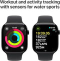 Latest Apple Watch Series 10 GPS 46 mm Smartwatch with Jet Black Aluminium Case with Black Sport Band - S/M. Fitness Tracker, ECG App, Always-On Retina Display, Water Resistant APPLE