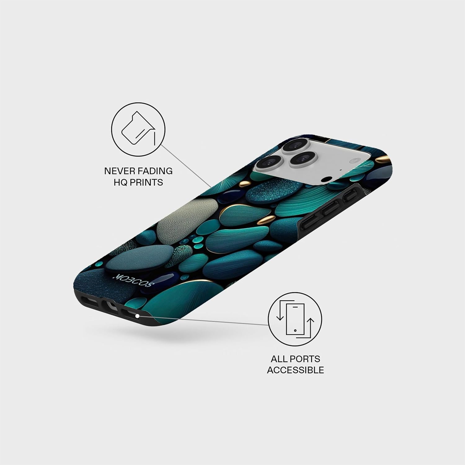 Mobcos iPhone 17 Pro Max Ocean Drift Premium Case Compatible with Hybrid Dual-Layer Hard Shell + Silicone Protection - Scratch-Resistant Shockproof Mobile Cover Mobcos
