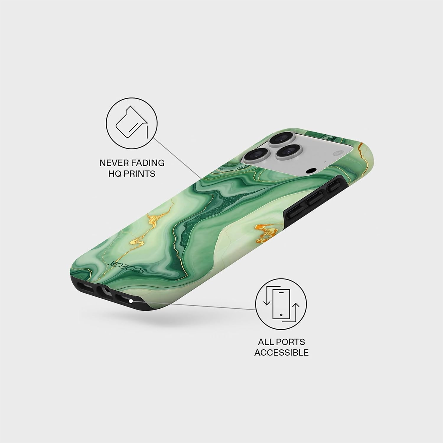 Mobcos iPhone 17 Pro Emerald Flow Premium Case Compatible with Hybrid Dual-Layer Hard Shell + Silicone Protection - Scratch-Resistant Shockproof Mobile Cover Mobcos