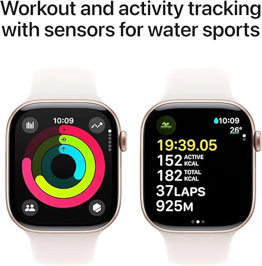 Latest Apple Watch Series 10 GPS 46 mm Smartwatch with Rose Gold Aluminium Case with Light Blush Sport Band - M/L. Fitness Tracker, ECG App, Always-On Retina Display, Water Resistant APPLE