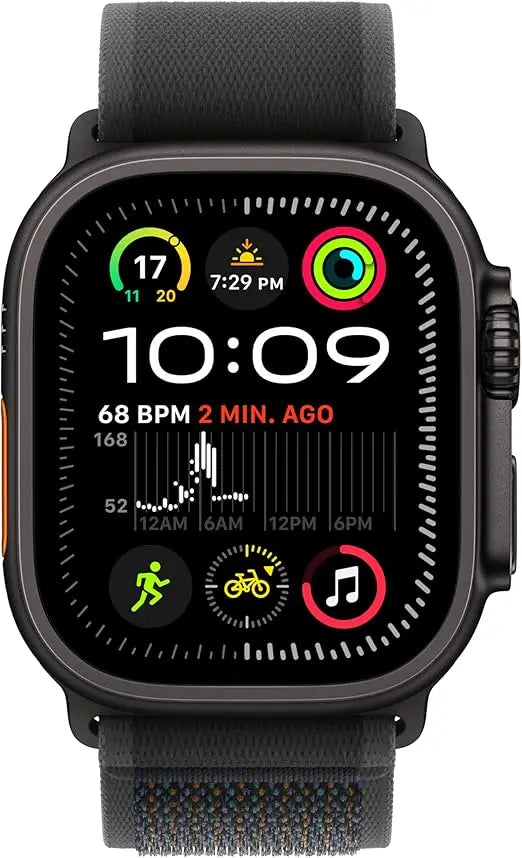 Apple Watch Ultra 2 GPS + Cellular 49mm Smartwatch – Rugged Black Titanium Case with Black Trail Loop (S/M). Ultimate Sports & Fitness Watch with Precision GPS, Advanced Fitness Tracking, Extra-Long Battery Life, and Carbon Neutral Design APPLE