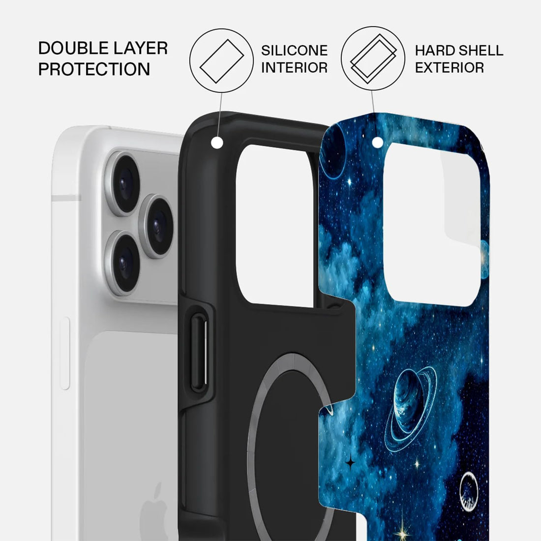 Mobcos iPhone 17 Pro Stellix Premium Case Compatible with Hybrid Dual-Layer Hard Shell + Silicone Protection - Scratch-Resistant Shockproof Mobile Cover