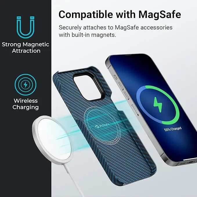 PITAKA MagEZ Case 4 for iPhone 14 Pro - Slim & Lightweight Magnetic Case, Compatible with MagSafe, Premium Aramid Fiber for Durable Protection, Ultra-Thin Design for a Seamless Fit PITAKA