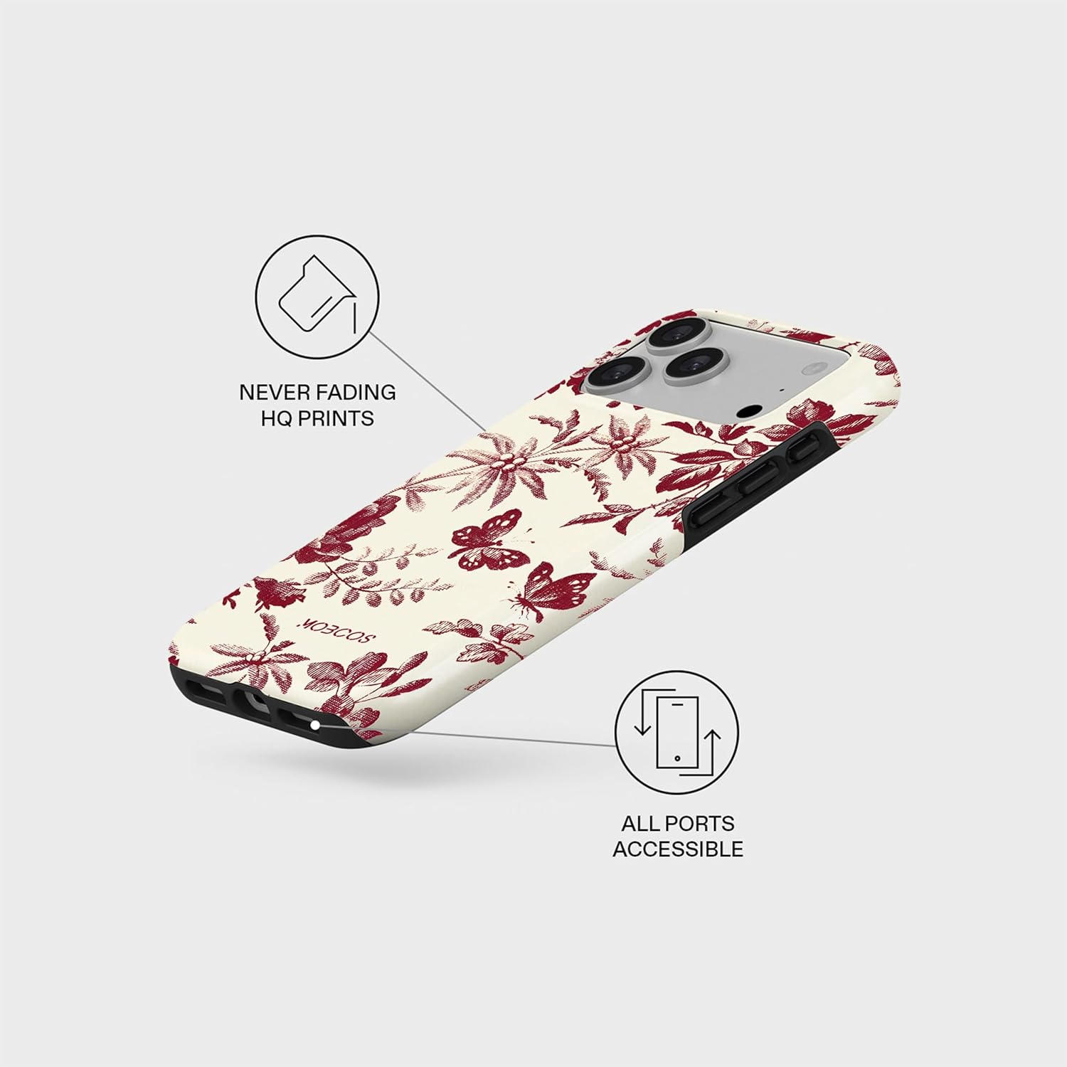 Mobcos iPhone 17 Pro Max Bloome Premium Case Compatible with Hybrid Dual-Layer Hard Shell + Silicone Protection - Scratch-Resistant Shockproof Mobile Cover Mobcos