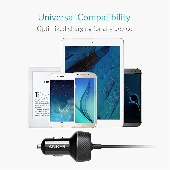 Anker 24W 2-Port Lightning Car Charger - PowerDrive 2 Elite with 3ft MFI Certified Lightning Cable, PowerIQ for iPhone XS/Max/XR/X/8/Plus, iPad Air 2/Mini 4, Galaxy, LG, Nexus, HTC, and More ANKER