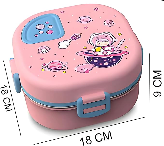 Mobcos Stainless Steel Bento Lunch Box for Adults – 3 Compartment Leak-Proof Food Container with Bowl, Reusable Meal Prep Lunchbox for Office, School, Travel & Work (Pink)