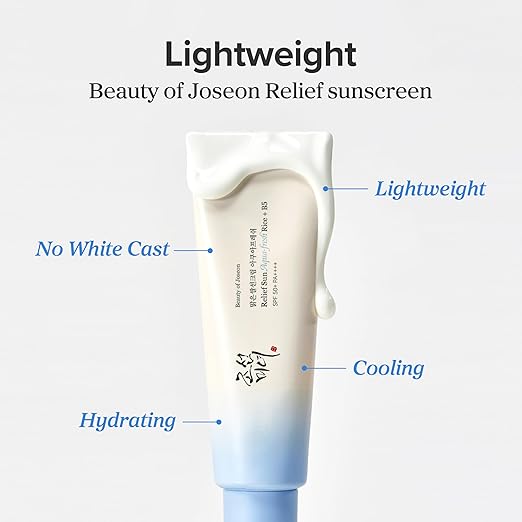 Beauty of Joseon Relief Sun Aqua-Fresh Sunscreen Rice + Panthenol SPF 50+ PA++++ Lightweight Daily UV Protector for Acne-Prone Sensitive Skin Korean skincare for Men and Women 50ml