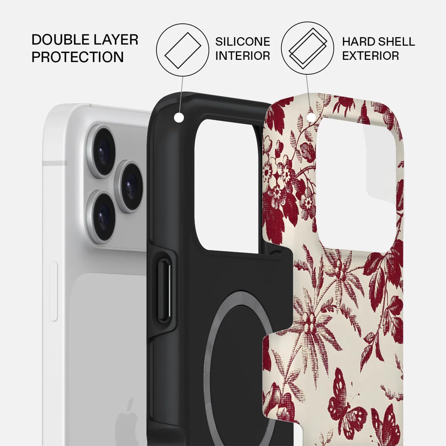 Mobcos iPhone 17 Pro Max Bloome Premium Case Compatible with Hybrid Dual-Layer Hard Shell + Silicone Protection - Scratch-Resistant Shockproof Mobile Cover Mobcos