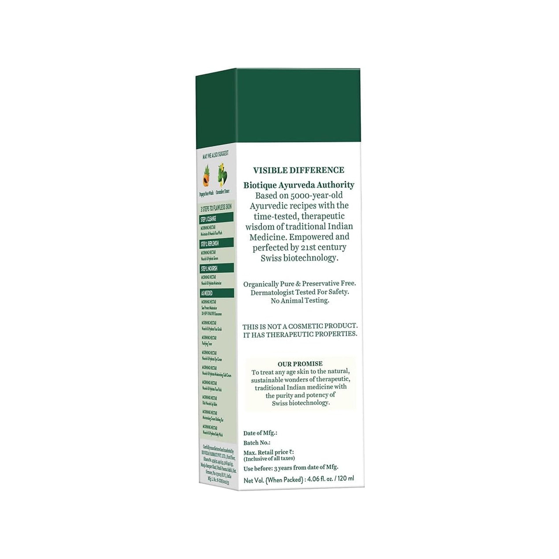 Biotique Morning Nectar Lightening and Nourishing Lotion for All Skin Types, 120 ml (Pack of 1) Biotique