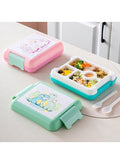 Mobcos Dino Dino Green Plastic Multi-Compartment Portable Kids Lunch Box with Secure Locking Lid for Fresh and Organized Meals Mobcos
