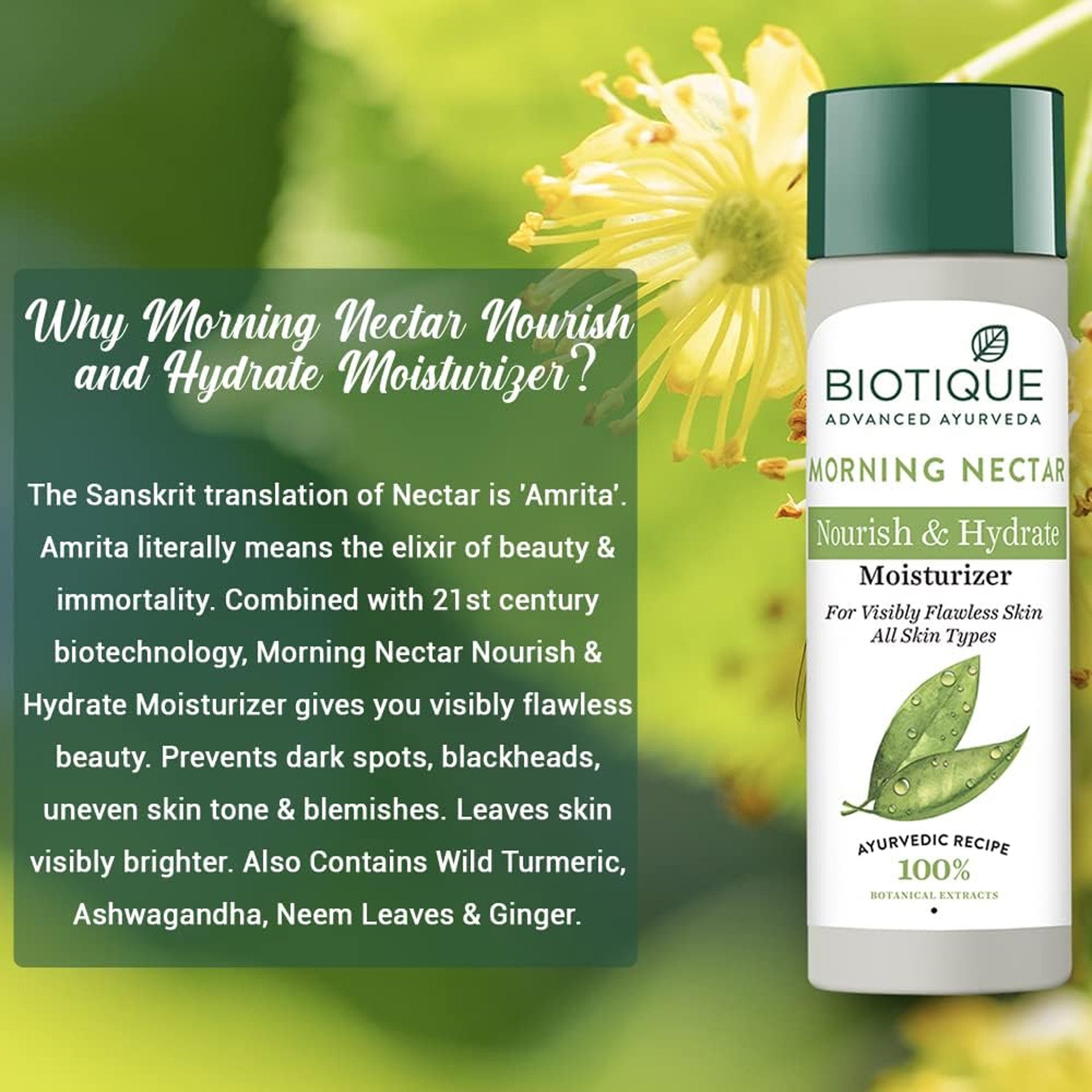 Biotique Morning Nectar Lightening and Nourishing Lotion for All Skin Types, 120 ml (Pack of 1) Biotique