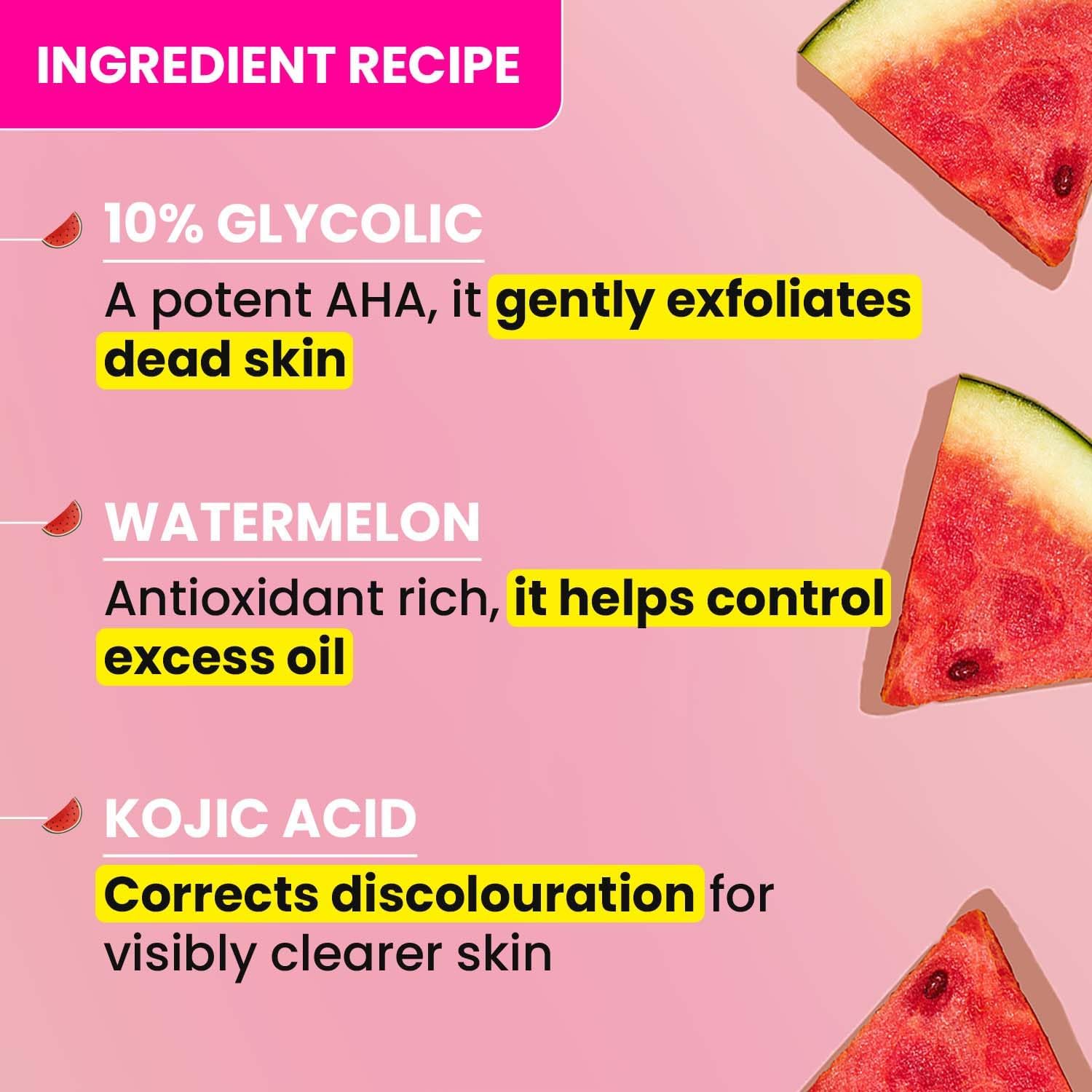Dot & Key Watermelon 10% Glycolic Serum for Face Glowing, With KojicI | Targets Pigmentation & Dark Spots | Targets Dullness, Uneven Texture, Sebum & Excess Oil | Serum For Oily & Normal Skin | 30ml DOT & KEY