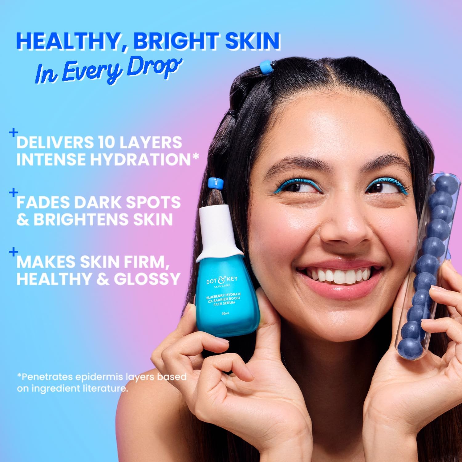 Dot & Key Blueberry Hydrate 12% Barrier Boost Serum with 7 Ceramides Niacinamide Hyaluronic Acid, Reduces Dark Spots, Brightens Skin, Provides Intense Hydration Repairs Skin 30ml DOT & KEY