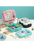 Mobcos Panda White Plastic Multi-Compartment Portable Kids Lunch Box with Secure Locking Lid for Fresh and Organized Meals Mobcos