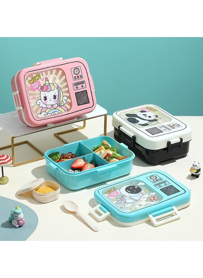 Mobcos Panda White Plastic Multi-Compartment Portable Kids Lunch Box with Secure Locking Lid for Fresh and Organized Meals Mobcos