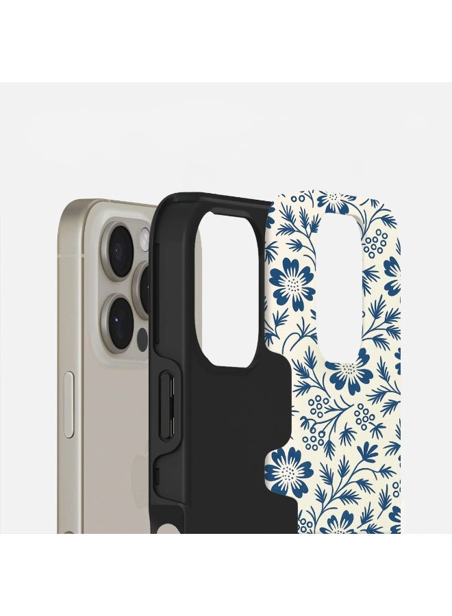 Mobcos iPhone 16 Pro Classic Blossom Premium Case Compatible with Hybrid Dual-Layer Hard Shell + Silicone Protection - Scratch-Resistant Shockproof Mobile Cover