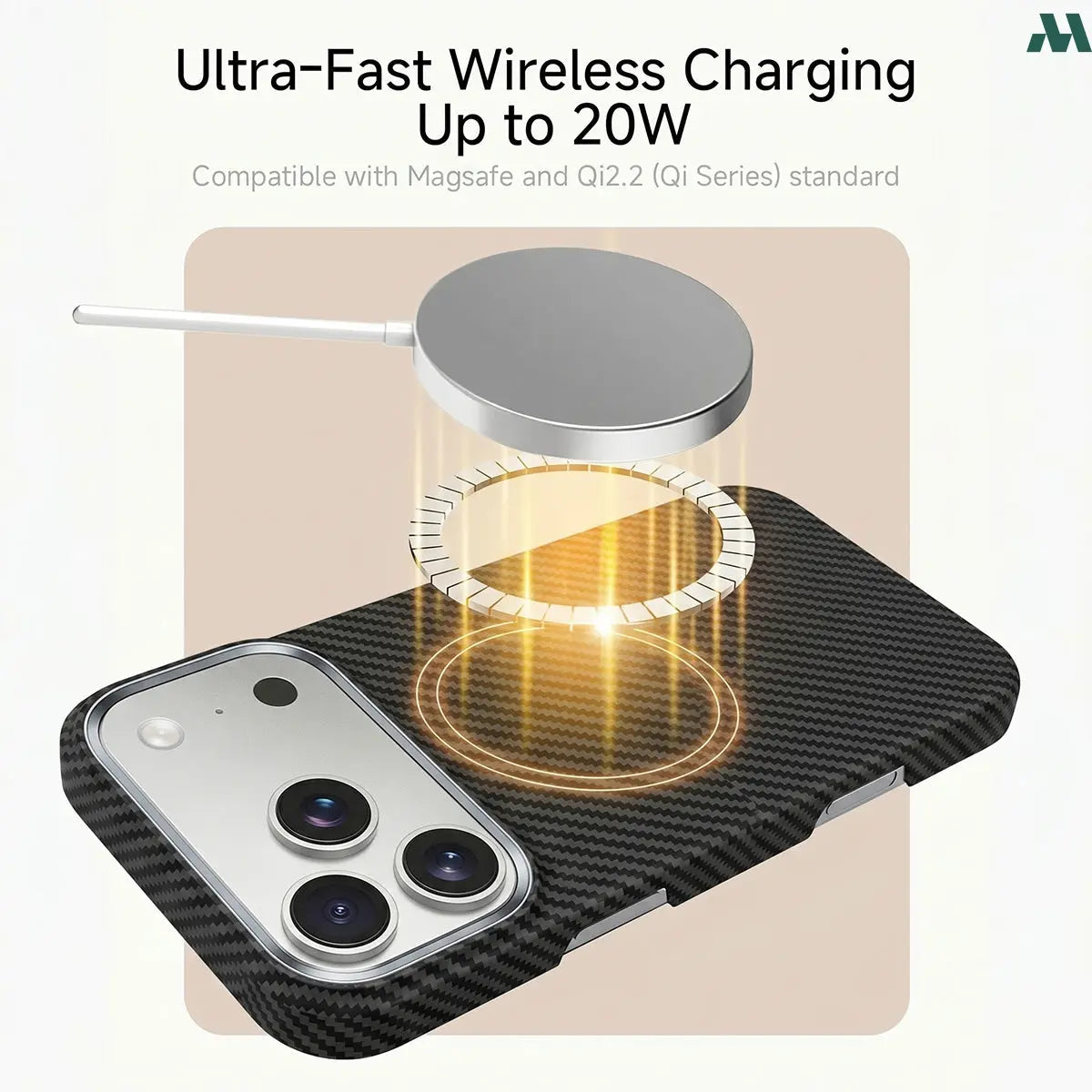 Mobcos Aramid Fiber Magnetic Case for iPhone 17 Pro/Pro Max (Stripe Black) MOBCOS
