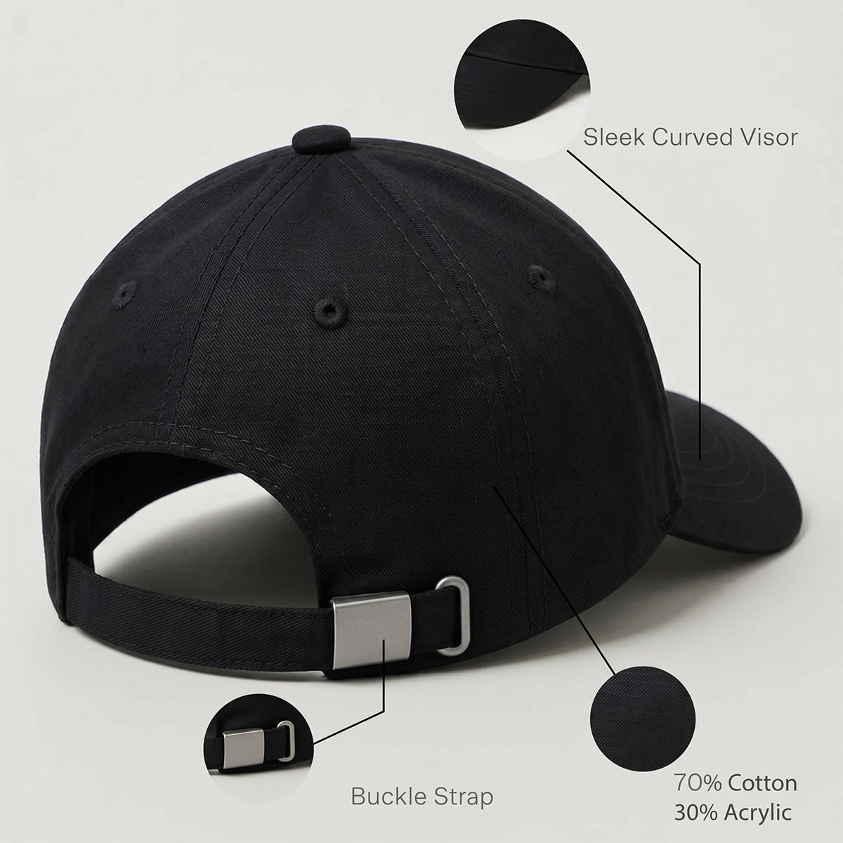 Mobcos Black Baseball Cap – Adjustable Unisex Hat for Running, Workouts, Travel & Outdoor Activities | Comfortable Everyday Baseball Cap for Men & Women MOBCOS