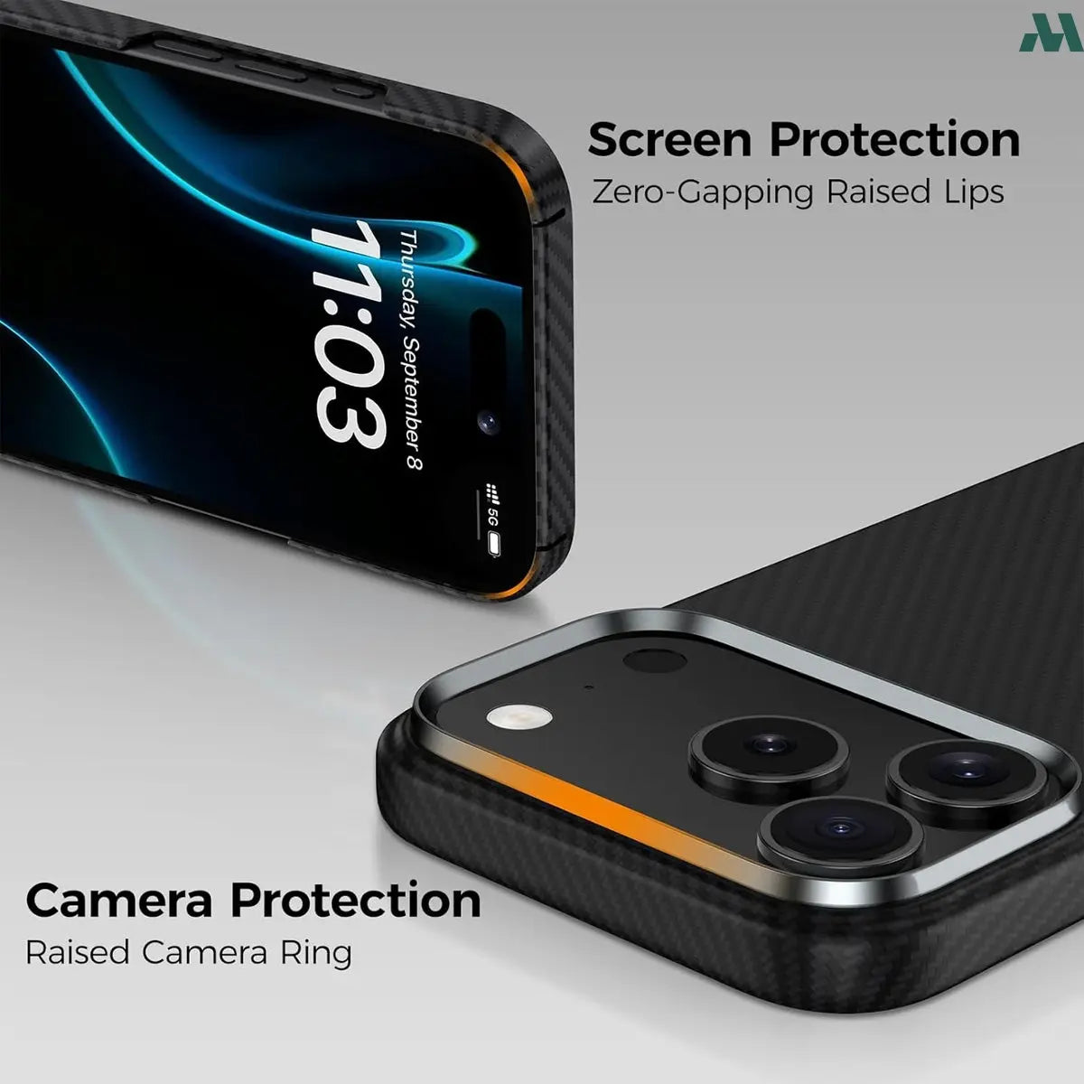 Mobcos Aramid Fiber Magnetic Case for iPhone 17 Pro/Pro Max (Stripe Black) MOBCOS