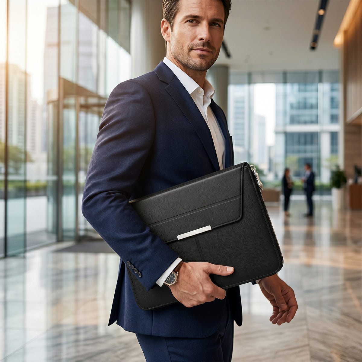 Mobcos Slim Carrying Protective Cover Leather Laptop Sleeve Bag for MacBook Pro 16 Inch – Premium Shockproof Laptop Case (Black) MOBCOS