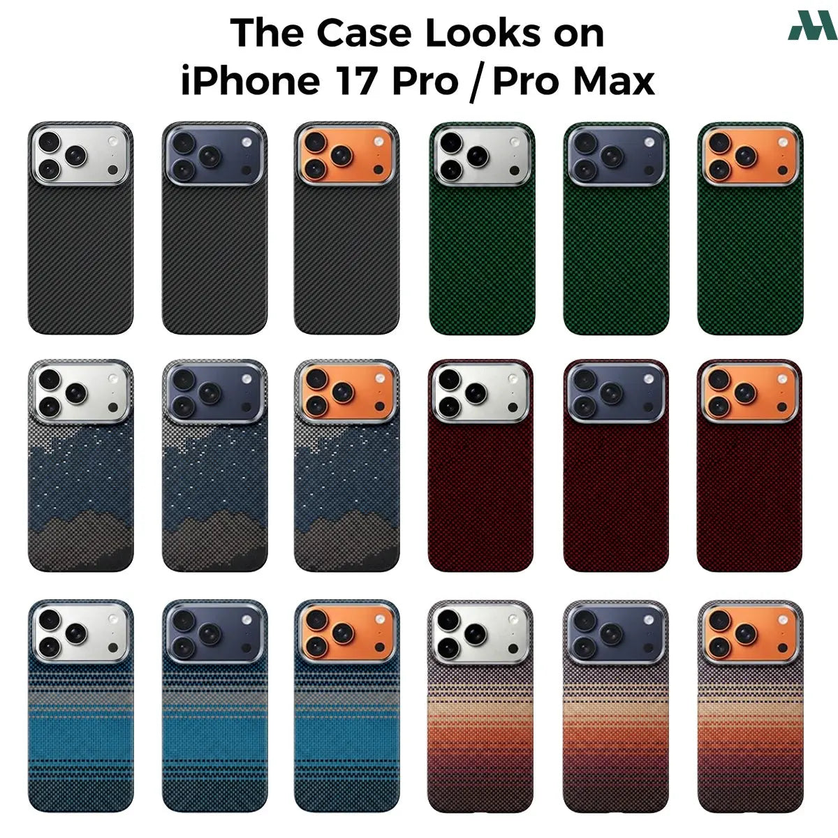 Mobcos Aramid Fiber Magnetic Case for iPhone 17 Pro/Pro Max (Stripe Black) MOBCOS