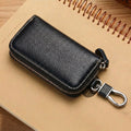 Mobcos Black Leather Key Case (big) – Premium Key Wallet for Car Keys, Key Holder & Key Chain Organizer with 8-Key Fob Storage | Unisex Key Bag for Men & Women MOBCOS