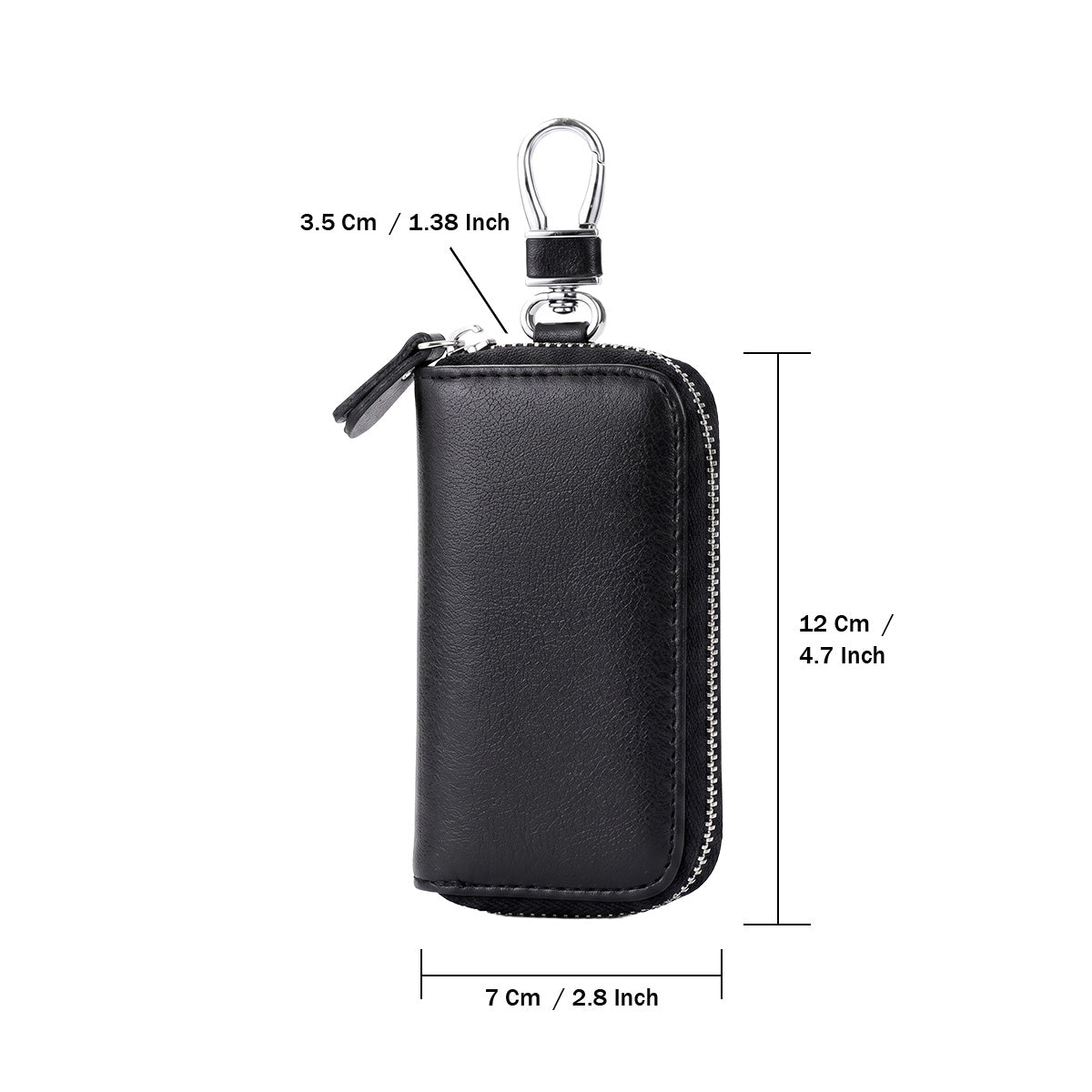Mobcos Black Leather Key Case (big) – Premium Key Wallet for Car Keys, Key Holder & Key Chain Organizer with 8-Key Fob Storage | Unisex Key Bag for Men & Women MOBCOS