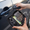 Mobcos Black Leather Key Case (big) – Premium Key Wallet for Car Keys, Key Holder & Key Chain Organizer with 8-Key Fob Storage | Unisex Key Bag for Men & Women MOBCOS