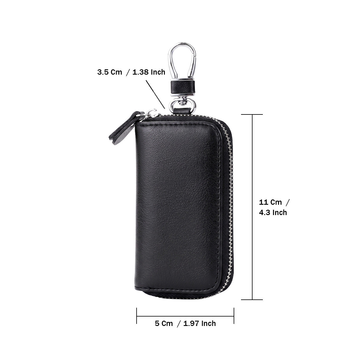Mobcos Black Leather Key Case (small) – Premium Key Wallet for Car Keys, Key Holder & Key Chain Organizer with 6-Key Fob Storage | Unisex Key Bag for Men & Women MOBCOS