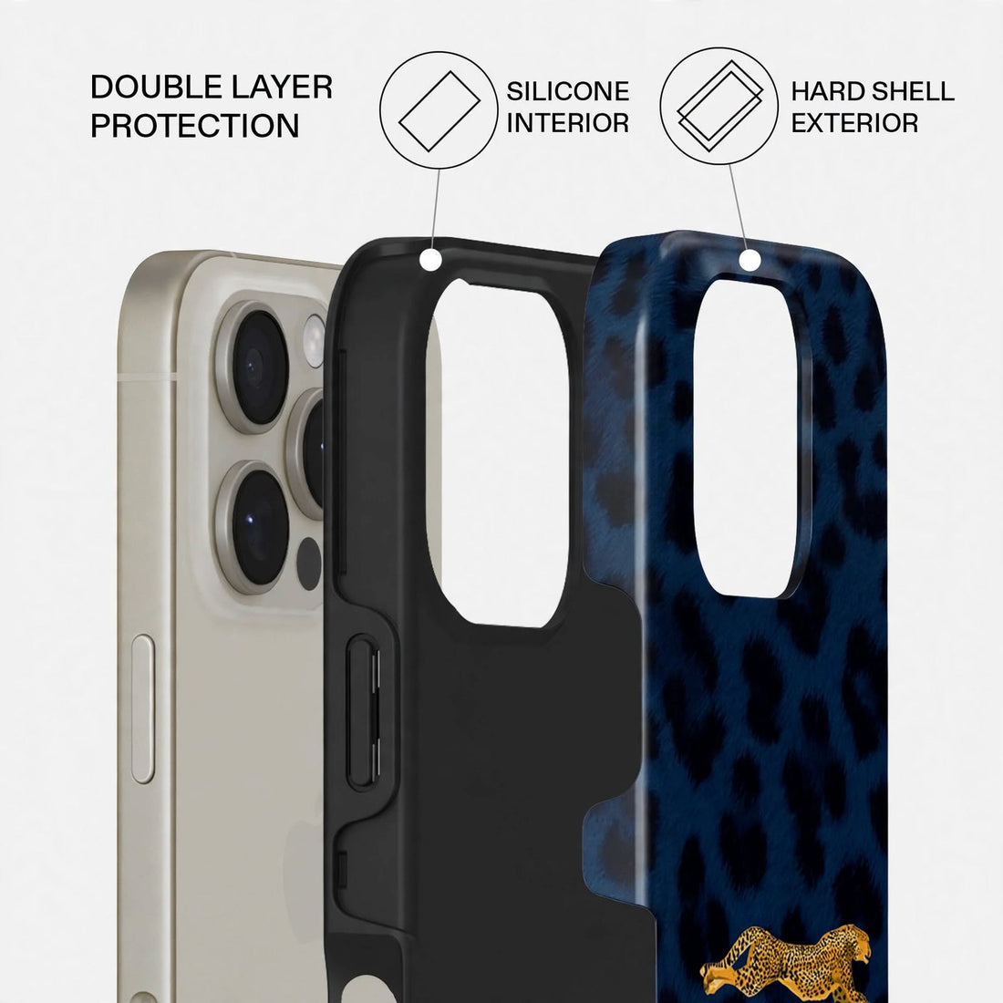 Shockproof Blue Leopard Dual-Layer Case – iPhone 16 Pro / Pro Max