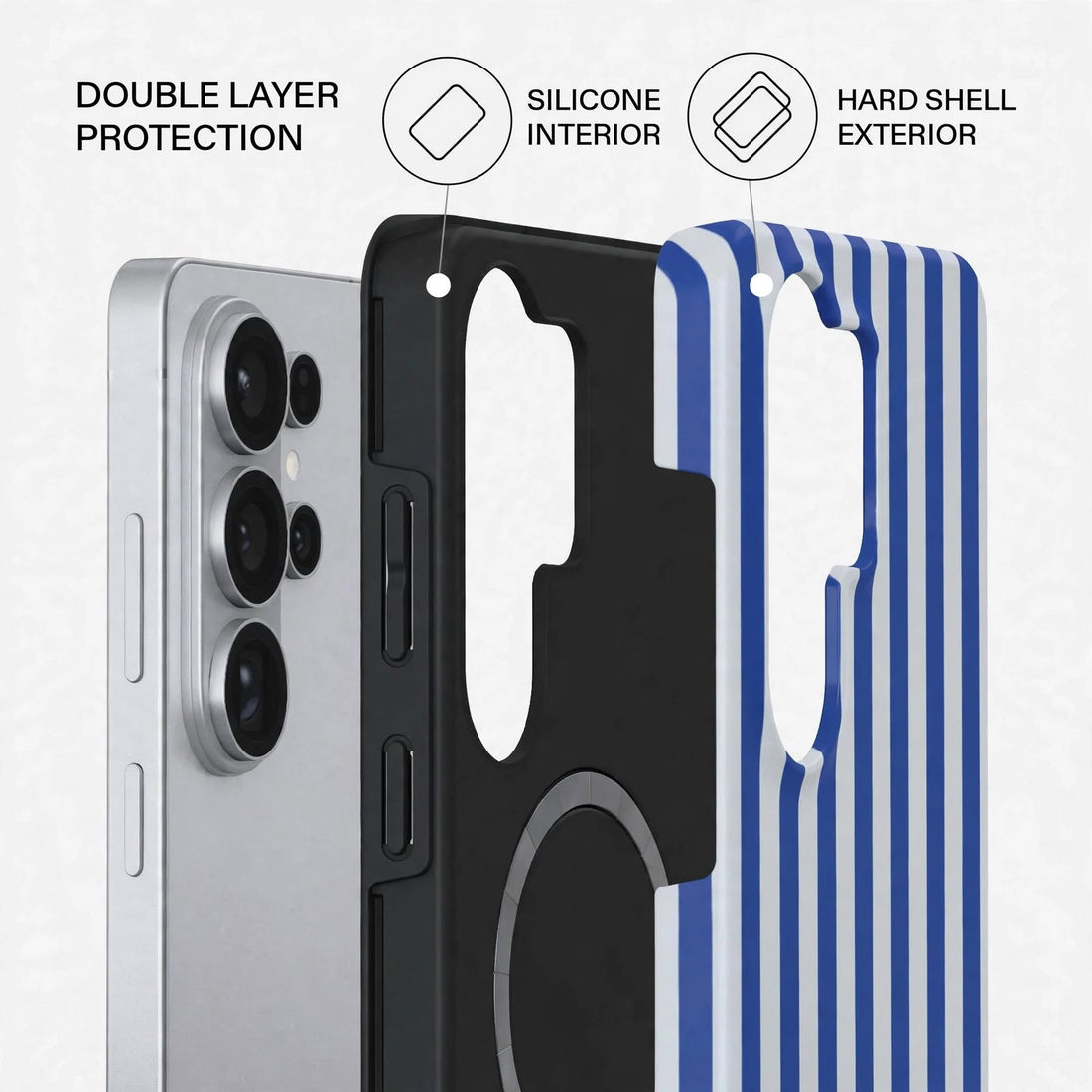 Shockproof Blue Striped Dual-Layer Case – Samsung Galaxy S26 Ultra