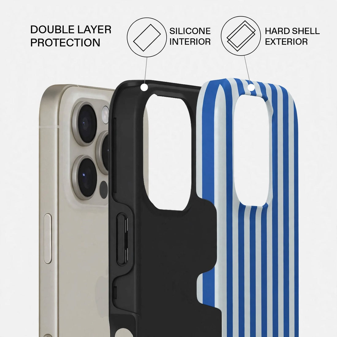 Shockproof Blue Striped Dual-Layer Case – iPhone 16 Pro / Pro Max