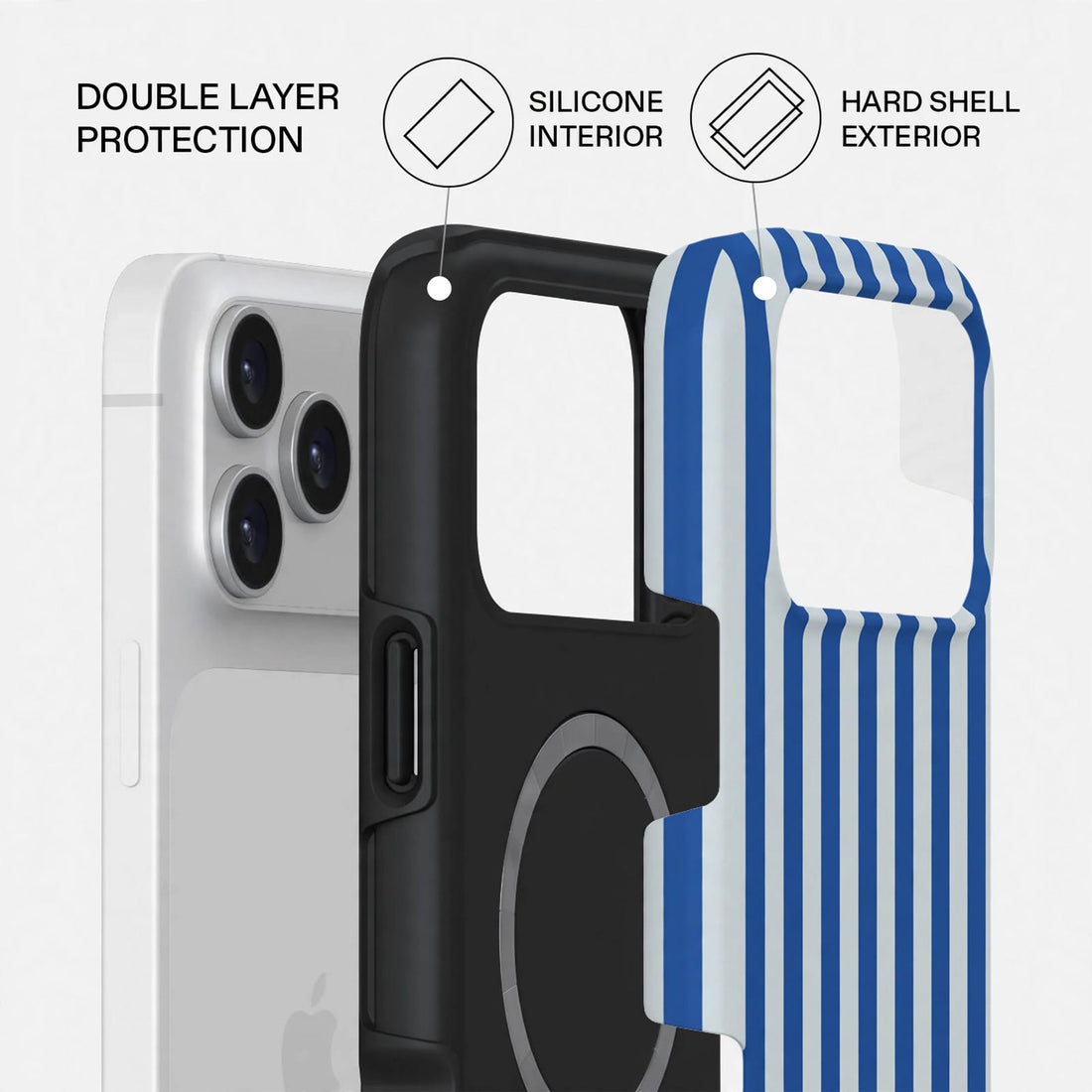 Shockproof Blue Striped Dual-Layer Case – iPhone 18 Pro/Pro Max
