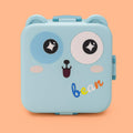 Mobcos Cute Bear Double Layer 3 Grids Tiffin Food Container – Stainless Steel Thermal Insulated Bento Lunch Box for Kids & Children (Blue) MOBCOS