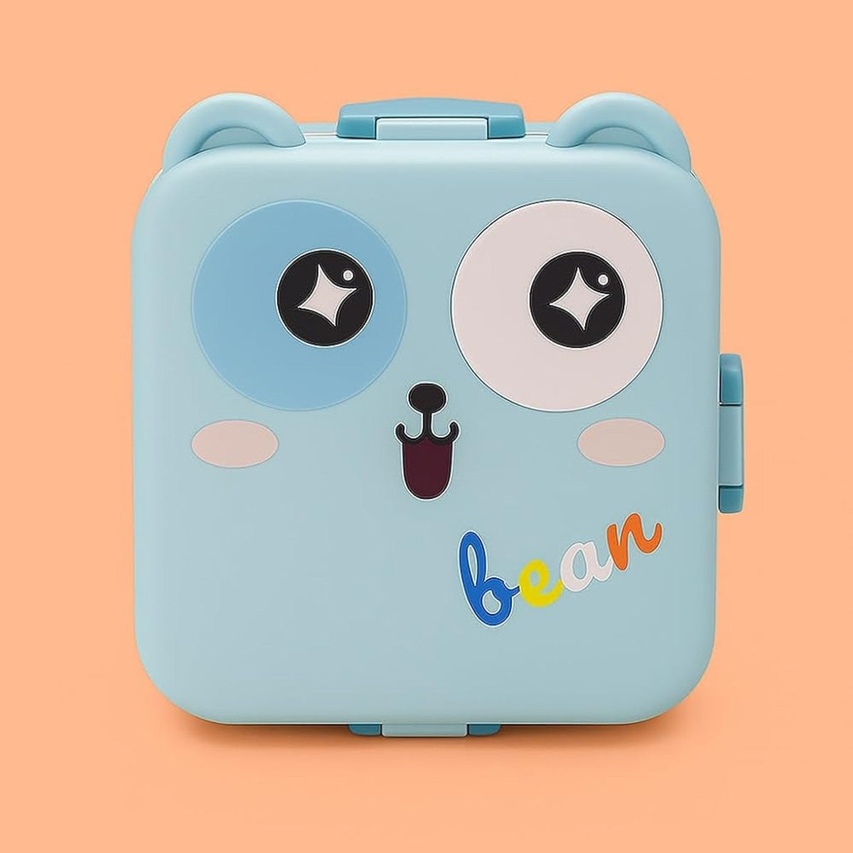 Mobcos Cute Bear Double Layer 3 Grids Tiffin Food Container – Stainless Steel Thermal Insulated Bento Lunch Box for Kids & Children (Blue) MOBCOS