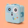 Mobcos Cute Bear Double Layer 3 Grids Tiffin Food Container – Stainless Steel Thermal Insulated Bento Lunch Box for Kids & Children (Blue) MOBCOS