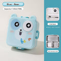 Mobcos Cute Bear Double Layer 3 Grids Tiffin Food Container – Stainless Steel Thermal Insulated Bento Lunch Box for Kids & Children (Blue) MOBCOS