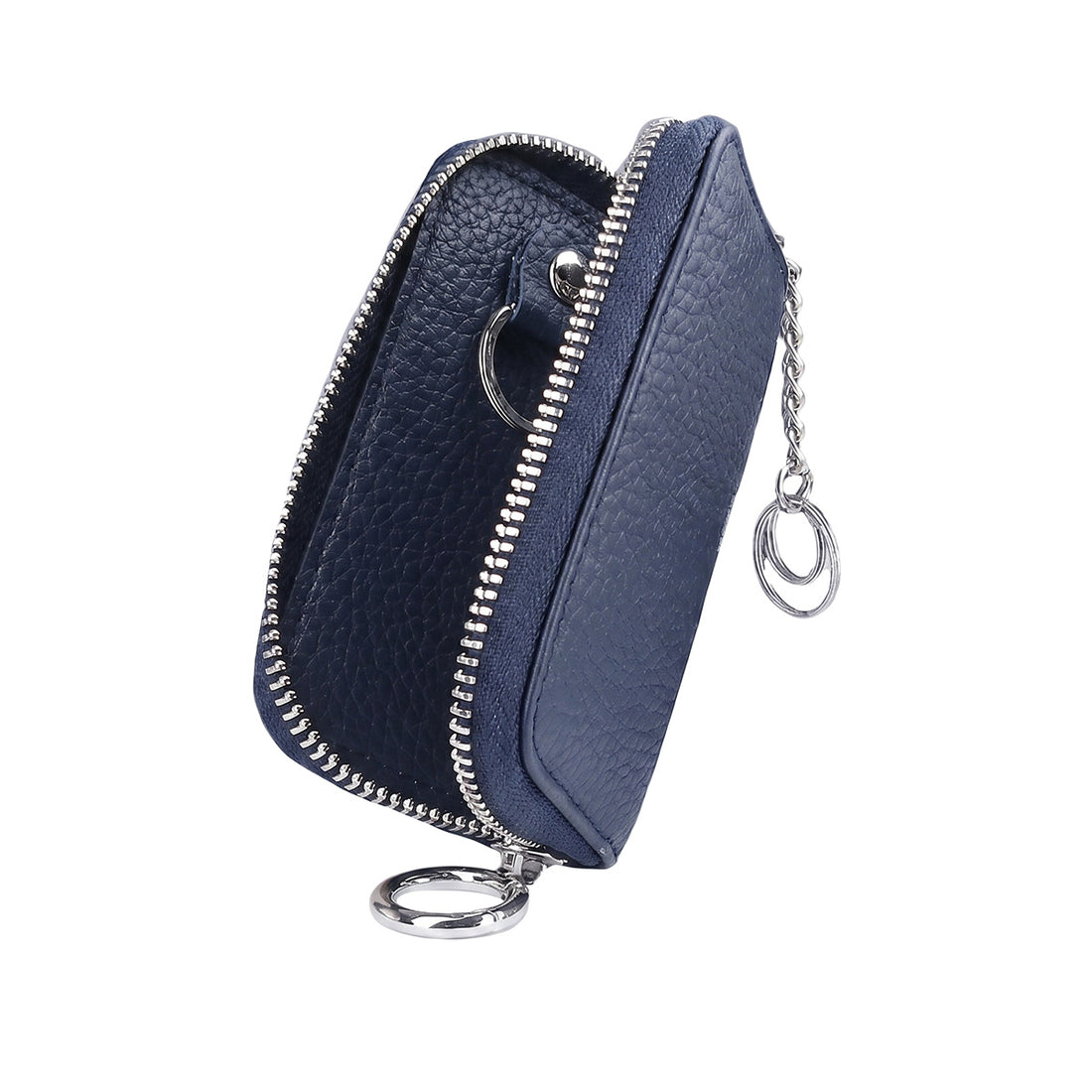 Mobcos Blue Leather Key Case – Premium Key Wallet for Car Keys, Key Holder & Key Chain Organizer with 8-Key Fob Storage | Unisex Key Bag for Men & Women MOBCOS